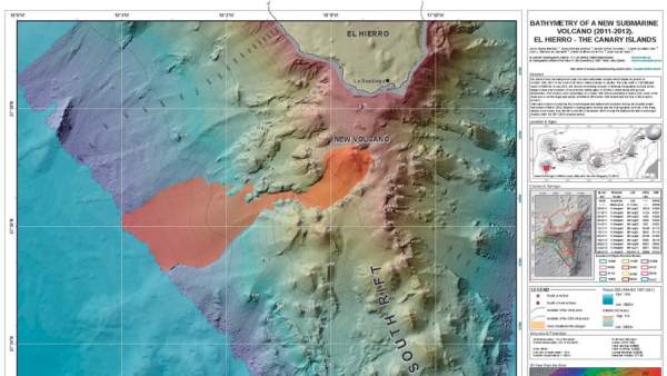 Investigadores del Instituto Hidrográfico de la Marina y el Instituto Español de Oceanografía han publicado un mapa del estado actual del volcán submarino de la isla de El Hierro Investigadores del Instituto Hidrográfico de la Marina y el Instituto Español de Oceanografía han publicado un mapa del estado actual del volcán submarino de la isla de El Hierro