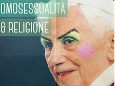 Joseph Ratzinger, maquillado en un cartel