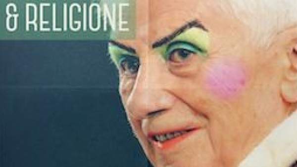 Joseph Ratzinger, maquillado en un cartel Joseph Ratzinger, maquillado en un cartel