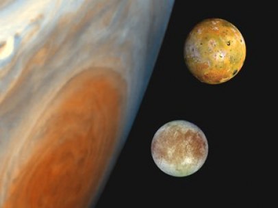 Júpiter y sus cuatro principales lunas
