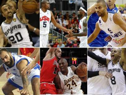Spanoulis, Ginobili, Durant, LeBron James, Parker, Mills, Noah y Bryant