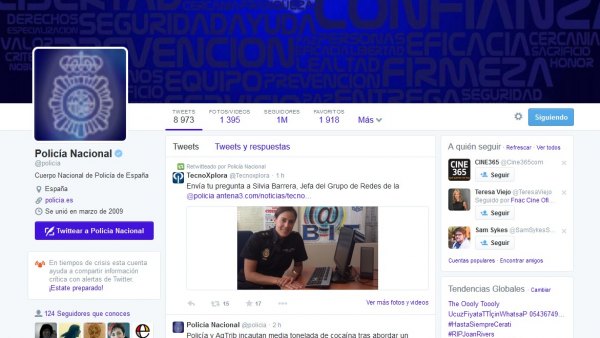 Cuenta de la Policía en Twitter Cuenta de la Policía en Twitter