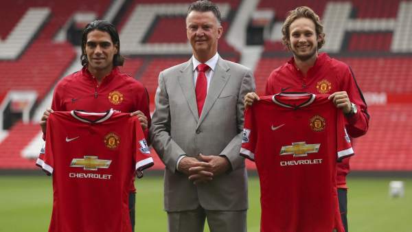 Falcao, Van Gaal y Daley Blind Falcao, Van Gaal y Daley Blind