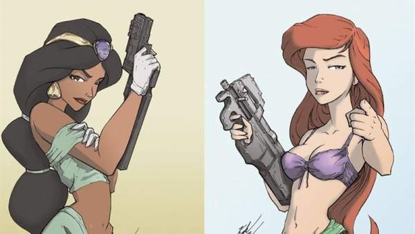Las princesas Disney, armadas hasta los dientes.
Las princesas Disney, armadas hasta los dientes.