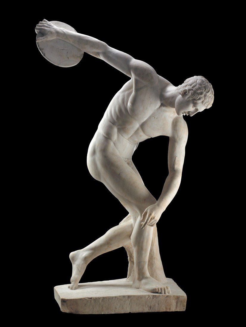 Foto Marble Statue Of A Discus Thrower Discobolus By Myron