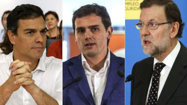 Pedro Sánchez, Albert Rivera y Mariano Rajoy Pedro Sánchez, Albert Rivera y Mariano Rajoy