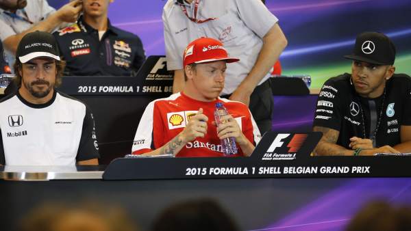 Alonso, Raikkonen, Hamilton en GP Bélgica Alonso, Raikkonen, Hamilton en GP Bélgica