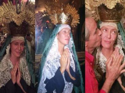 Uma Thurman se viste de Virgen de la Dolorosa en Sevilla.