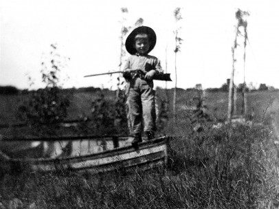Ernest Hemingway at “almost four years of age.” Image reproduced from his mother’s scrapbook, volume II, 1901–1904