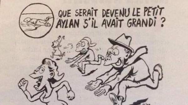 Caricatura de Aylan en Charlie Hebdo Caricatura de Aylan en Charlie Hebdo
