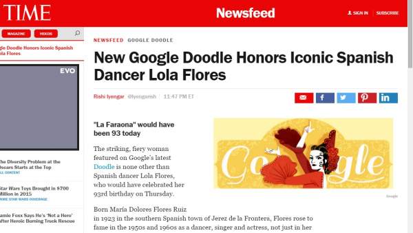 Lola Flores y el doodle de Google en TIME Lola Flores y el doodle de Google en TIME