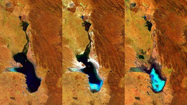 Evaporación del lago Poopó de Bolivia Evaporación del lago Poopó de Bolivia