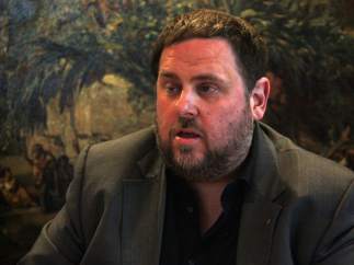 El vicepresidente del Govern, Oriol Junqueras, en la sede del departamento de Economia.