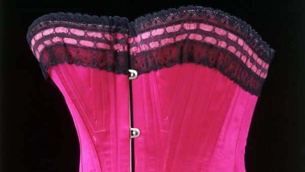 Silk satin, lace and whalebone corset, 1890-5
Silk satin, lace and whalebone corset, 1890-5