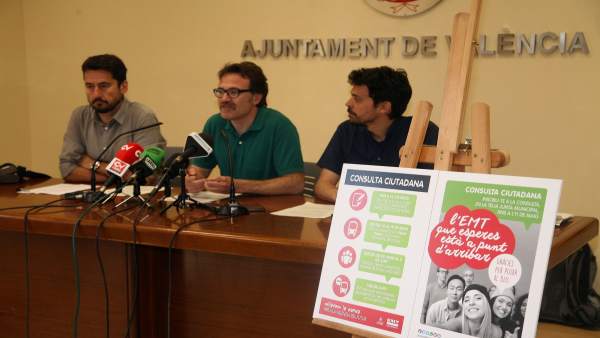Peris, Grezzi y García presentan la consulta ciudadana de la EMT Valencia Peris, Grezzi y García presentan la consulta ciudadana de la EMT Valencia