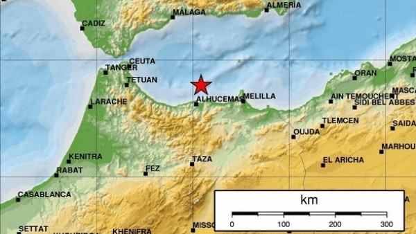 Epicentro del seísmo de magnitud 4,9 en el Mar de Alborán, cerca de Melilla Epicentro del seísmo de magnitud 4,9 en el Mar de Alborán, cerca de Melilla