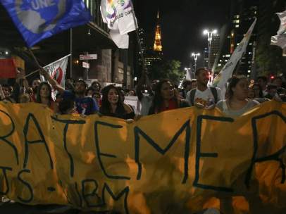 Marcha contra Temer en Sao Paulo