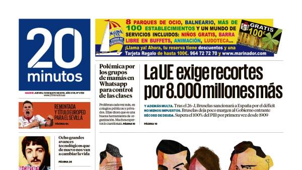 Portada del nuevo 20minutos Portada del nuevo 20minutos