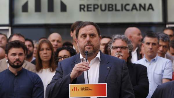 El vicepresident del Govern y líder de ERC, Oriol Junqueras, durante la comparecencia de prensa de este martes. El vicepresident del Govern y líder de ERC, Oriol Junqueras, durante la comparecencia de prensa de este martes.