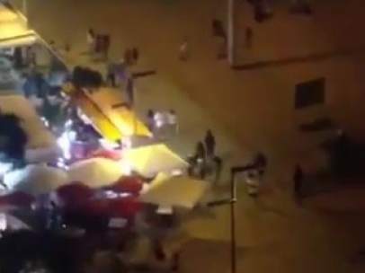 Momento de la estampida en Platja d´Aro