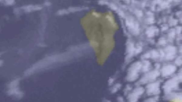 Imagen del humo del incendio de La Palma en el Meteosat Imagen del humo del incendio de La Palma en el Meteosat
