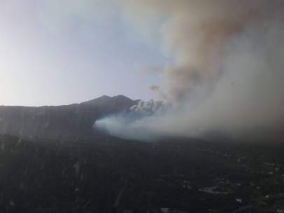 Vista aérea del incendio de La Palma