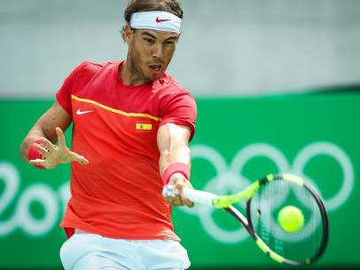 Nadal, durante su partido con Simon