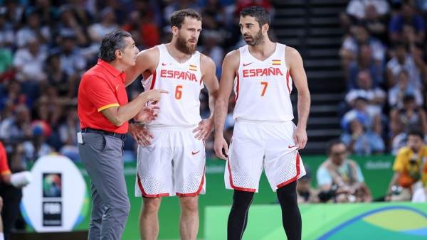 Scariolo con Navarro y Sergio Rodríguez en los Juegos Olímpicos Scariolo con Navarro y Sergio Rodríguez en los Juegos Olímpicos