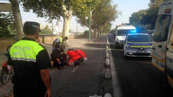 Accidente en el carril bici. Accidente en el carril bici.