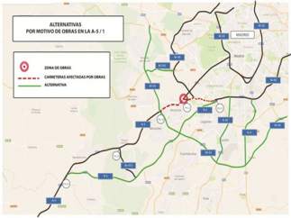 Obras en la M-40 y la A-5