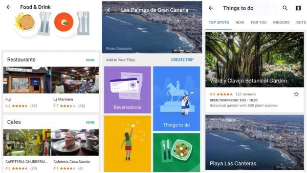 La capital grancanaria en la aplicación Google Trips La capital grancanaria en la aplicación Google Trips