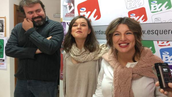 Rubén Pérez, Eva Solla y Yolanda Díaz de Esquerda Unida Rubén Pérez, Eva Solla y Yolanda Díaz de Esquerda Unida