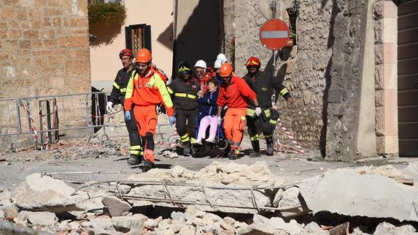Evacuación en Norcia Evacuación en Norcia