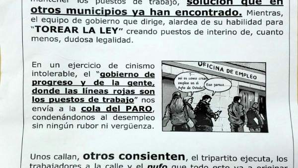 Folleto distribuido por trabajadores de Auxiliar de recaudación Folleto distribuido por trabajadores de Auxiliar de recaudación
