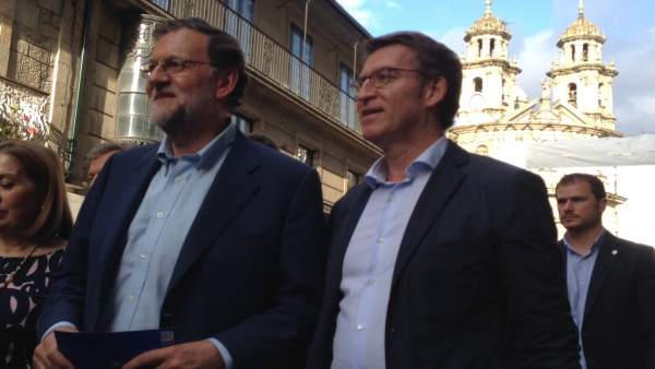 Mariano Rajoy y Alberto Núñez Feijóo pasean por Pontevedra Mariano Rajoy y Alberto Núñez Feijóo pasean por Pontevedra