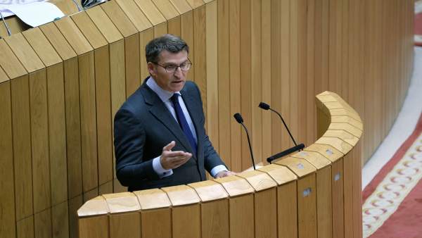 Feijóo durante su intervención en la primera jornada de investidura Feijóo durante su intervención en la primera jornada de investidura