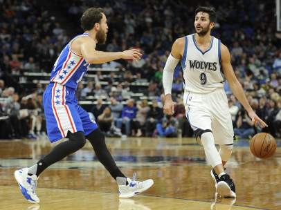 Sergio Rodríguez y Ricky Rubio, en el duelo de NBA
