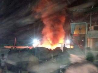 Incendio en un campo de refugiados de Grecia