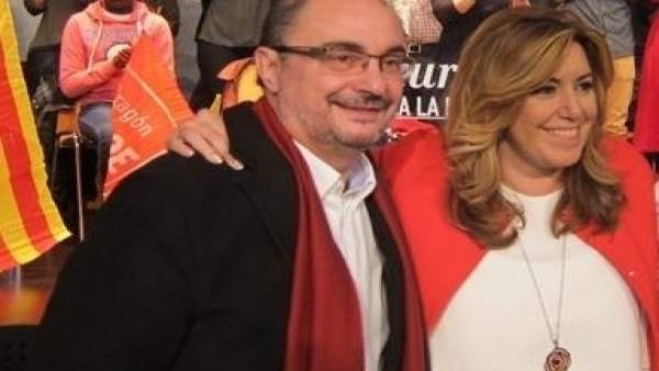 Javier Lambán y Susana Díaz en un acto electoral del PSOE en Zaragoza Javier Lambán y Susana Díaz en un acto electoral del PSOE en Zaragoza