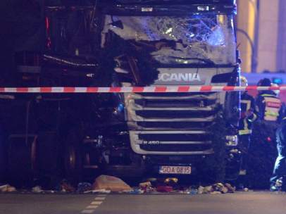Parte frontal del camión que causó el atentado.