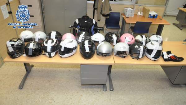 Cascos robados intervenidos por la Policía Nacional Cascos robados intervenidos por la Policía Nacional