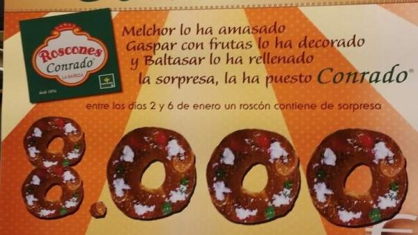Cartel del Roscón y el premio de 8.000 euros Cartel del Roscón y el premio de 8.000 euros