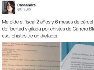 Piden dos años y seis meses de cárcel para una tuitera por hacer chistes sobre Carrero Blanco