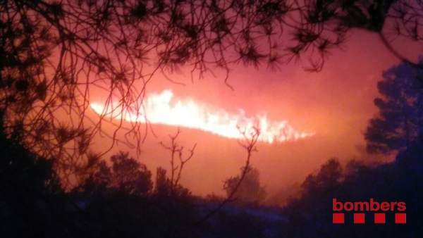 Un incendio forestal quema la zona del Coll de Rajolers en Tortosa Un incendio forestal quema la zona del Coll de Rajolers en Tortosa
