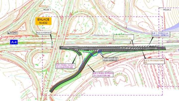 Plano del proyecto de nueva salida en la A-4 a su paso por Córdoba Plano del proyecto de nueva salida en la A-4 a su paso por Córdoba