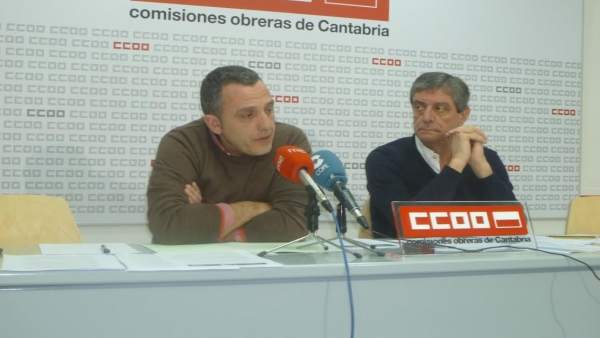Carmona y García, de UGT y CCOO, en rueda de prensa Carmona y García, de UGT y CCOO, en rueda de prensa