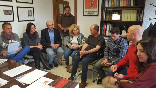 GArcia Sempere, Ramos y Zorrilla en una reunión con estibados de Málaga GArcia Sempere, Ramos y Zorrilla en una reunión con estibados de Málaga