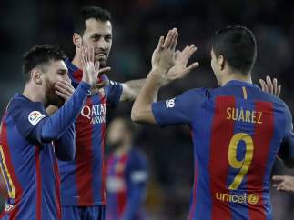Messi, Suárez y Busquets