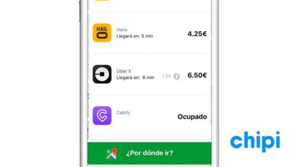 Chipi, la 'app' para comparar precios y tiempo en el transporte privado Chipi, la 'app' para comparar precios y tiempo en el transporte privado