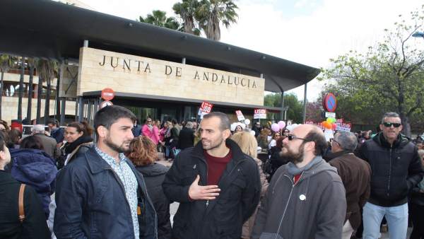 Ismael Sánchez y Miguel Ángel Bustamante en la movilización Ismael Sánchez y Miguel Ángel Bustamante en la movilización